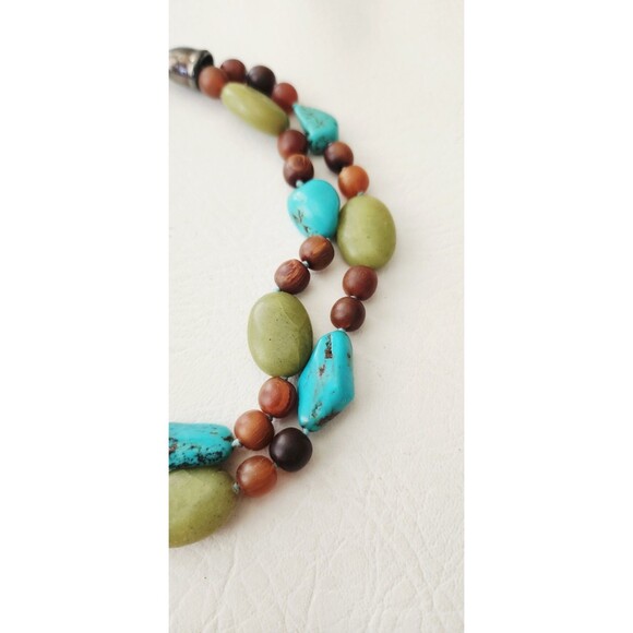 Simon Sebbag Designs Cuncky Turquoise Multistone Double Strand 925 Necklace 16" - Picture 4 of 6